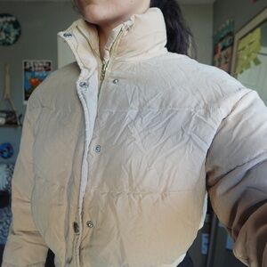 SHEIN Tan Puffer Cropped